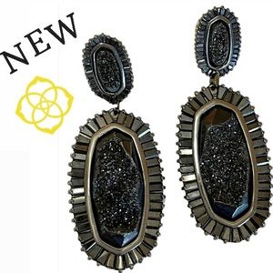 Kendra Scott Druzy Kaki Earrings in Black Gunmetal